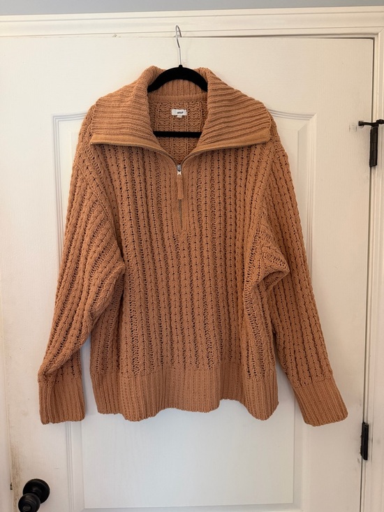aerie Sweaters - aerie Chunky Half-Zip Sweater in Camel